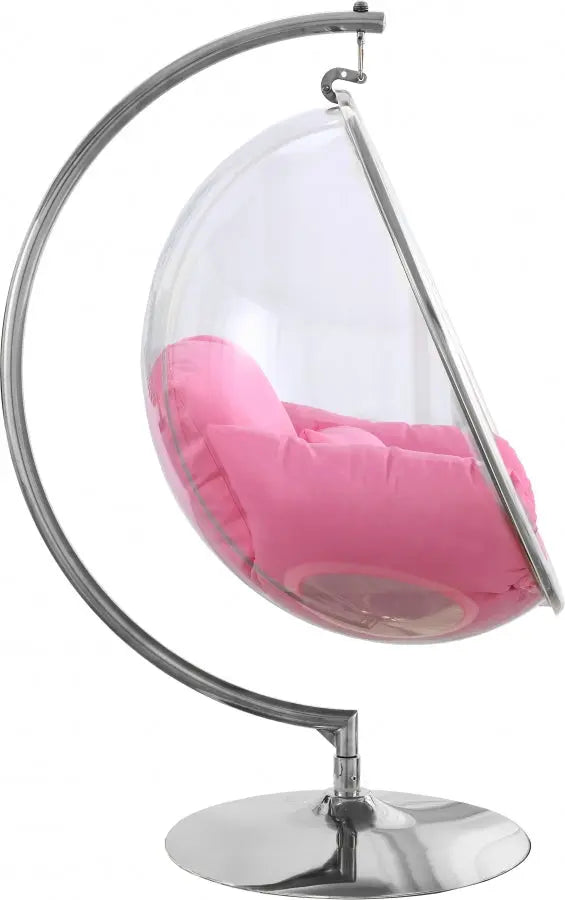 Meridian Furniture - Luna Acrylic Swing Bubble Accent Chair In Pink - 507Pink - ATL FURNITURE