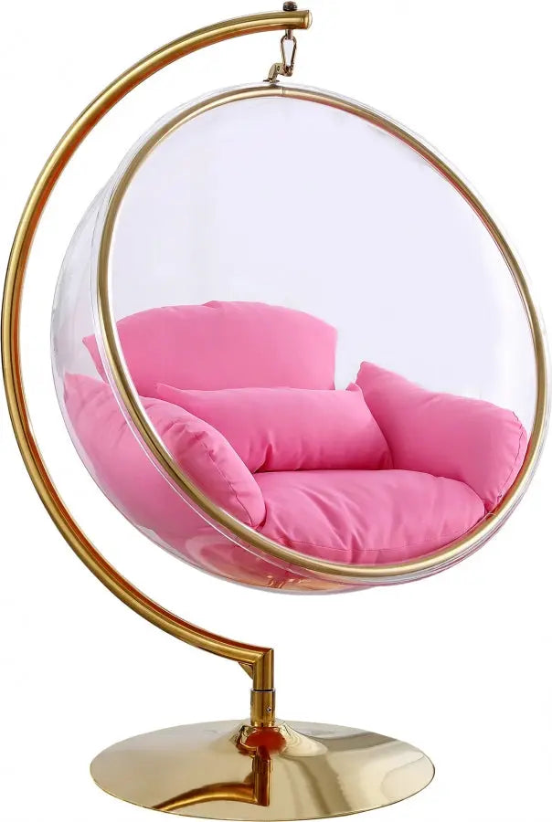 Meridian Furniture - Luna Acrylic Swing Bubble Accent Chair In Pink - 508Pink - ATL FURNITURE