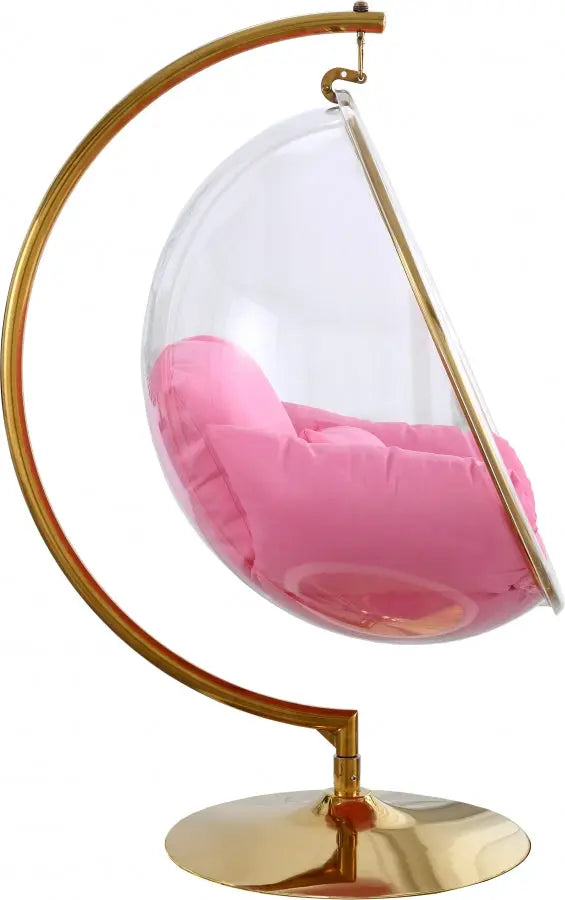 Meridian Furniture - Luna Acrylic Swing Bubble Accent Chair In Pink - 508Pink - ATL FURNITURE