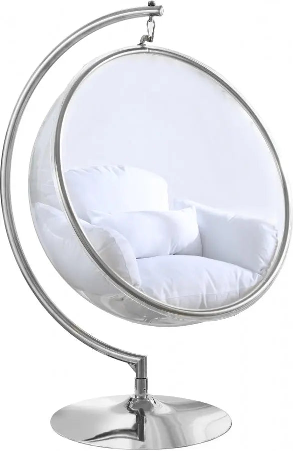 Meridian Furniture - Luna Acrylic Swing Bubble Accent Chair In White - 507White - ATL FURNITURE