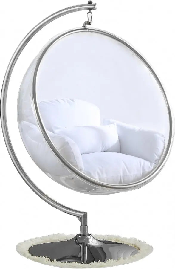 Meridian Furniture - Luna Acrylic Swing Bubble Accent Chair In White - 507White - ATL FURNITURE