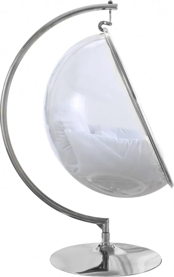 Meridian Furniture - Luna Acrylic Swing Bubble Accent Chair In White - 507White - ATL FURNITURE