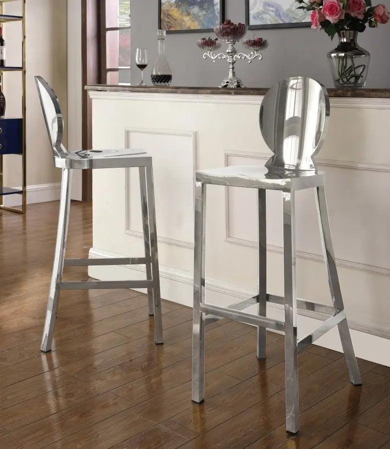 Meridian Furniture - Maddox Bar Stool In Chrome - 704 - ATL FURNITURE