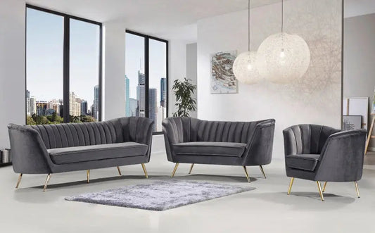 Meridian Furniture - Margo 3 Piece Living Room Set In Grey - 622Grey-S-3Set - ATL FURNITURE