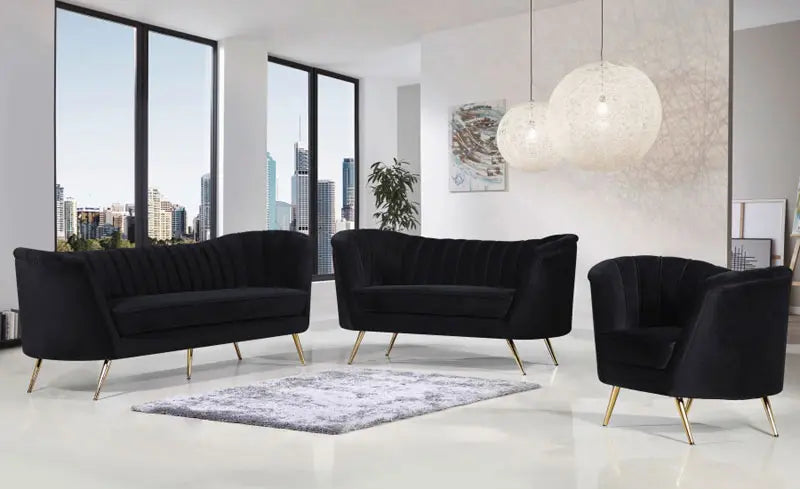 Meridian Furniture - Margo Velvet Chair In Black - 622Black-C - ATL FURNITURE