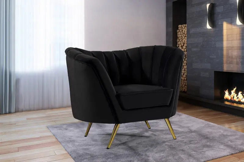 Meridian Furniture - Margo Velvet Chair In Black - 622Black-C - ATL FURNITURE