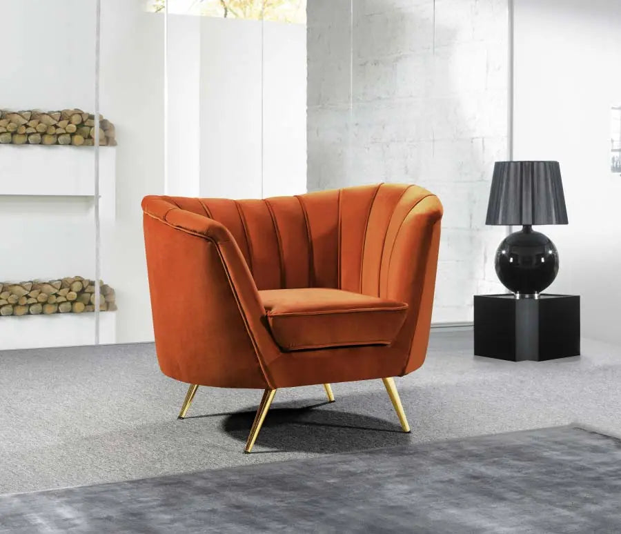 Meridian Furniture - Margo Velvet Chair In Cognac - 622Cognac-C - ATL FURNITURE