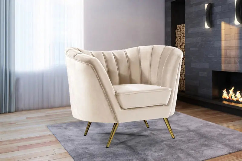 Meridian Furniture - Margo Velvet Chair In Cream - 622Cream-C - ATL FURNITURE