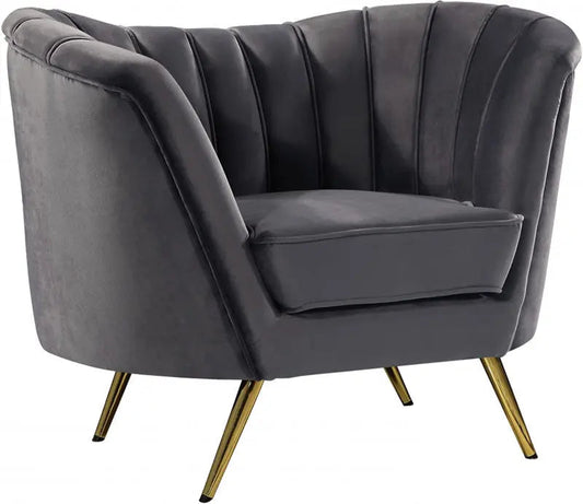 Meridian Furniture - Margo Velvet Chair In Grey - 622Grey-C - ATL FURNITURE