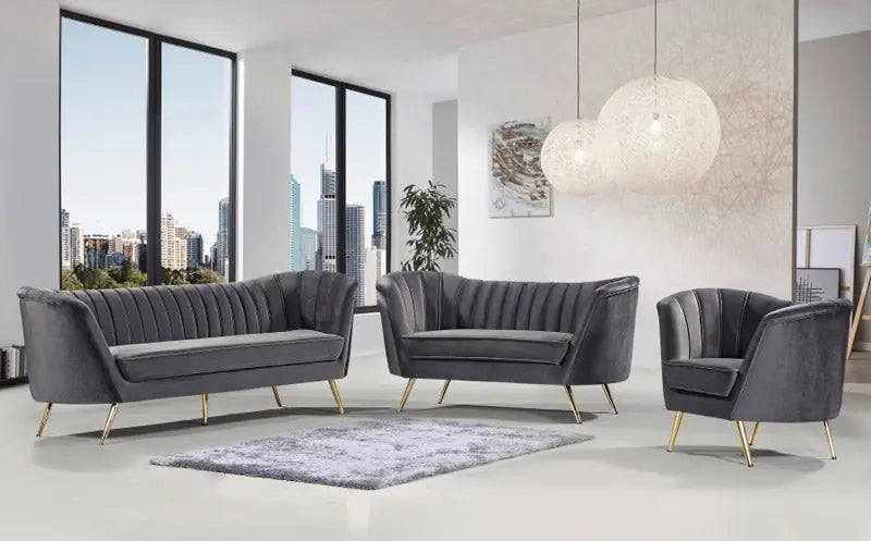 Meridian Furniture - Margo Velvet Chair In Grey - 622Grey-C - ATL FURNITURE