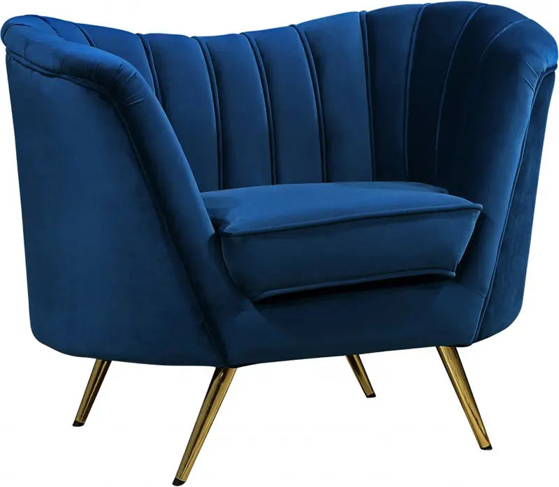 Meridian Furniture - Margo Velvet Chair In Navy - 622Navy-C - ATL FURNITURE