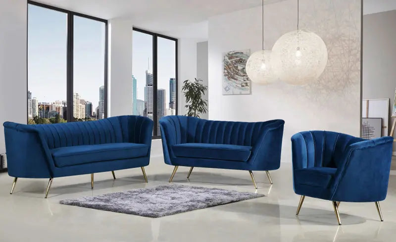 Meridian Furniture - Margo Velvet Chair In Navy - 622Navy-C - ATL FURNITURE