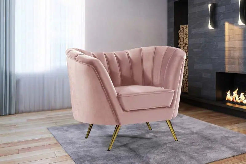 Meridian Furniture - Margo Velvet Chair In Pink - 622Pink-C - ATL FURNITURE