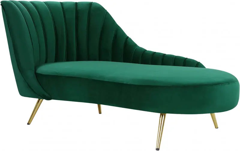 Meridian Furniture - Margo Velvet Chaise Lounge In Green - 622Green-Chaise - ATL FURNITURE