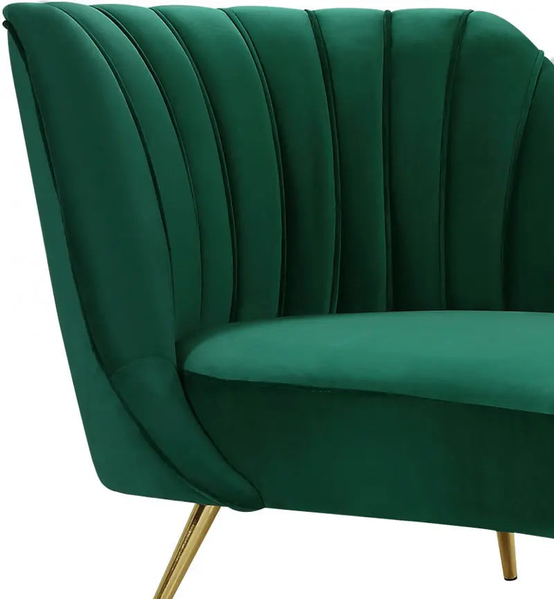 Meridian Furniture - Margo Velvet Chaise Lounge In Green - 622Green-Chaise - ATL FURNITURE