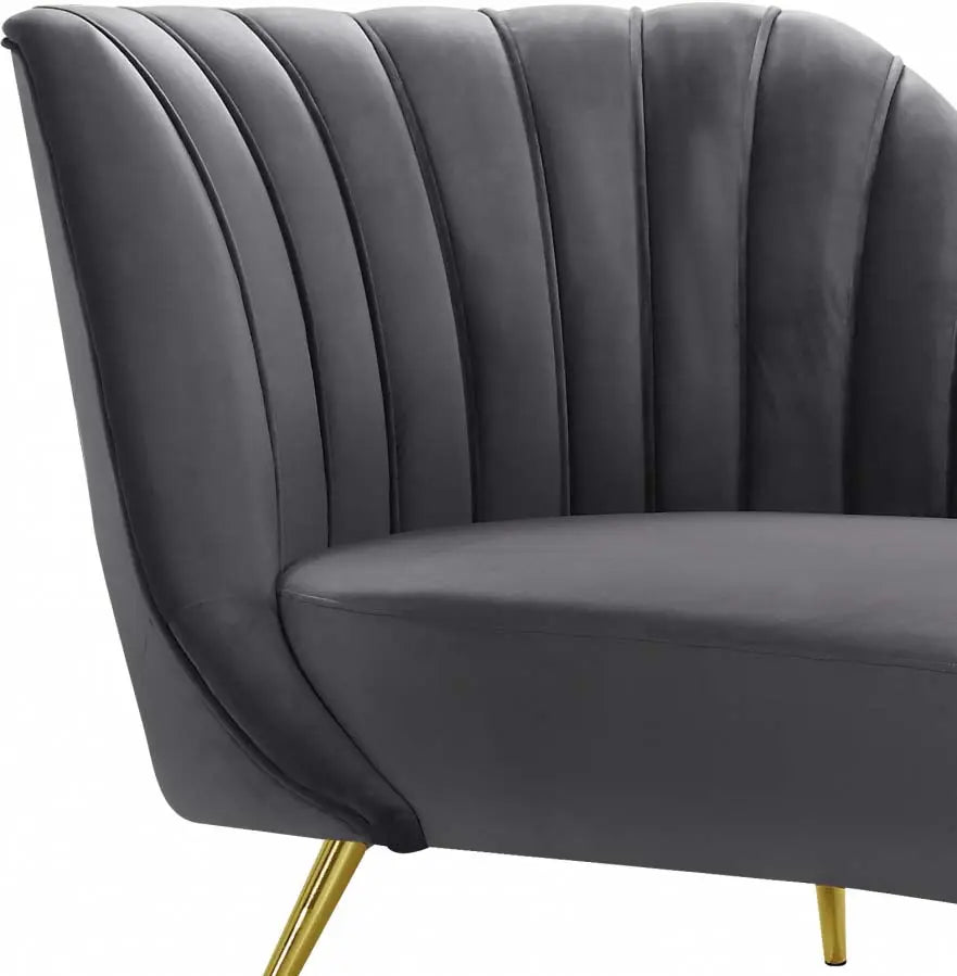 Meridian Furniture - Margo Velvet Chaise Lounge In Grey - 622Grey-Chaise - ATL FURNITURE