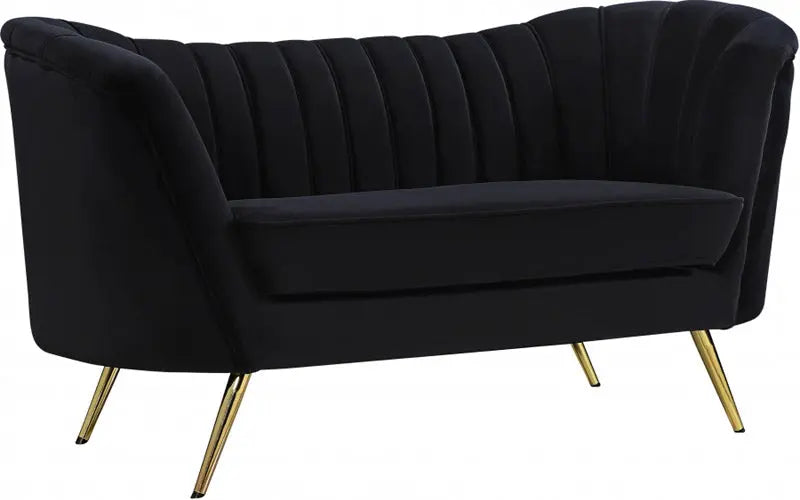 Meridian Furniture - Margo Velvet Loveseat In Black - 622Black-L - ATL FURNITURE