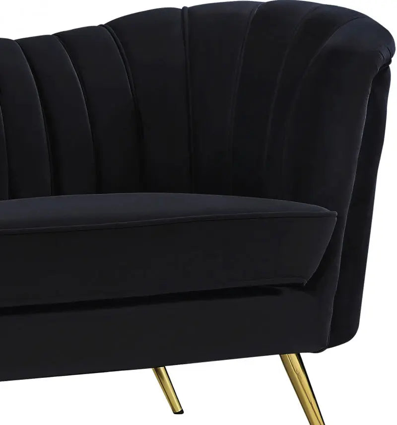 Meridian Furniture - Margo Velvet Loveseat In Black - 622Black-L - ATL FURNITURE