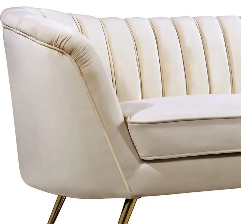 Meridian Furniture - Margo Velvet Loveseat In Cream - 622Cream-L - ATL FURNITURE