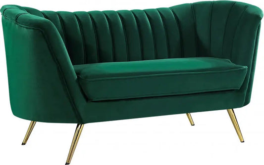 Meridian Furniture - Margo Velvet Loveseat In Green - 622Green-L - ATL FURNITURE