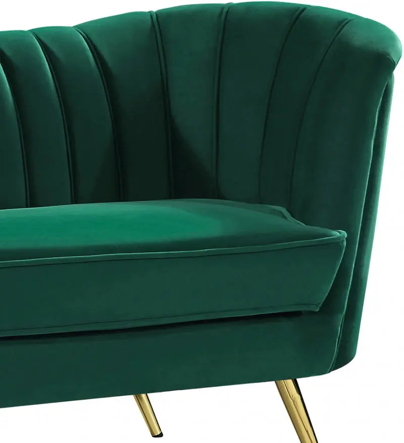 Meridian Furniture - Margo Velvet Loveseat In Green - 622Green-L - ATL FURNITURE