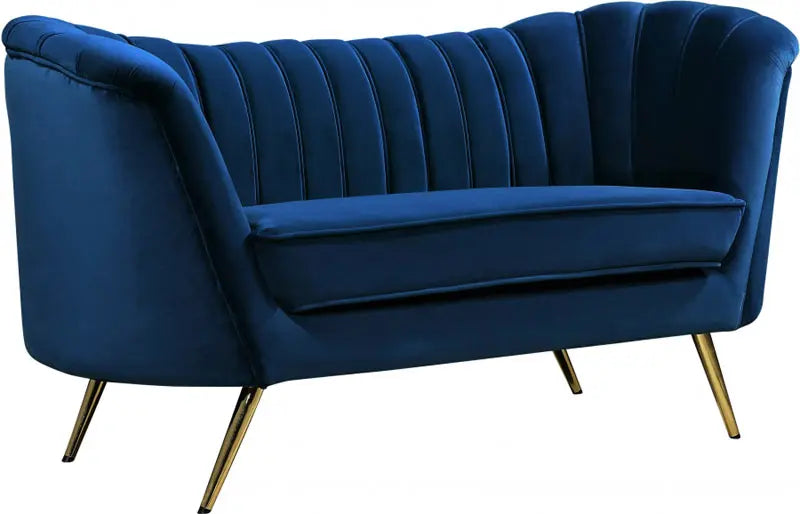 Meridian Furniture - Margo Velvet Loveseat In Navy - 622Navy-L - ATL FURNITURE