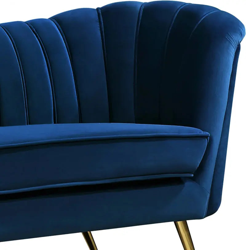 Meridian Furniture - Margo Velvet Loveseat In Navy - 622Navy-L - ATL FURNITURE