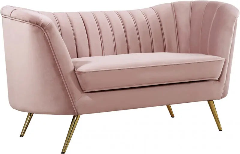 Meridian Furniture - Margo Velvet Loveseat In Pink - 622Pink-L - ATL FURNITURE