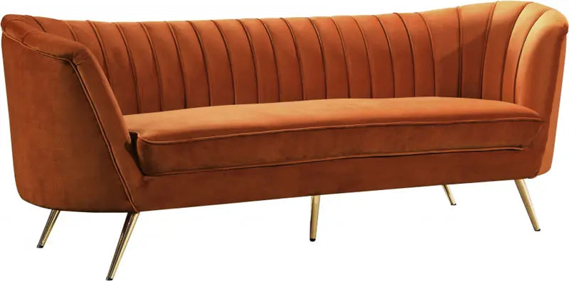 Meridian Furniture - Margo Velvet Sofa In Cognac - 622Cognac-S - ATL FURNITURE