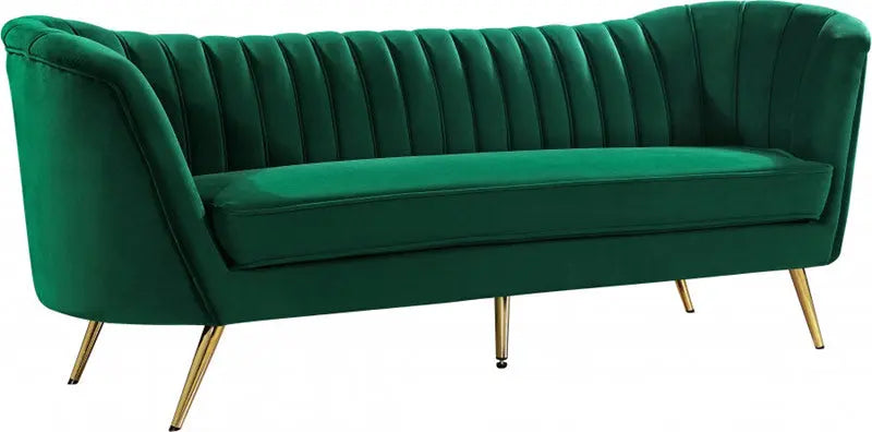 Meridian Furniture - Margo Velvet Sofa In Green - 622Green-S - ATL FURNITURE