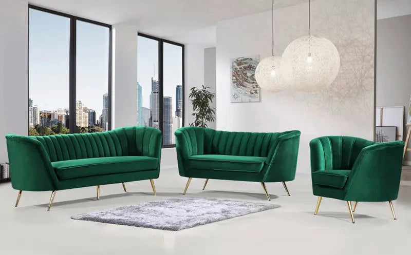 Meridian Furniture - Margo Velvet Sofa In Green - 622Green-S - ATL FURNITURE