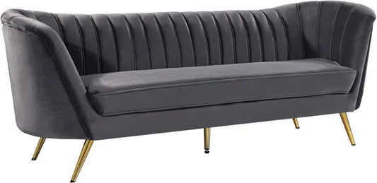 Meridian Furniture - Margo Velvet Sofa In Grey - 622Grey-S - ATL FURNITURE