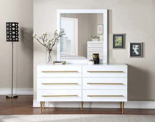 Meridian Furniture - Marisol Dresser With Mirror In White - 844White-Dm - ATL FURNITURE