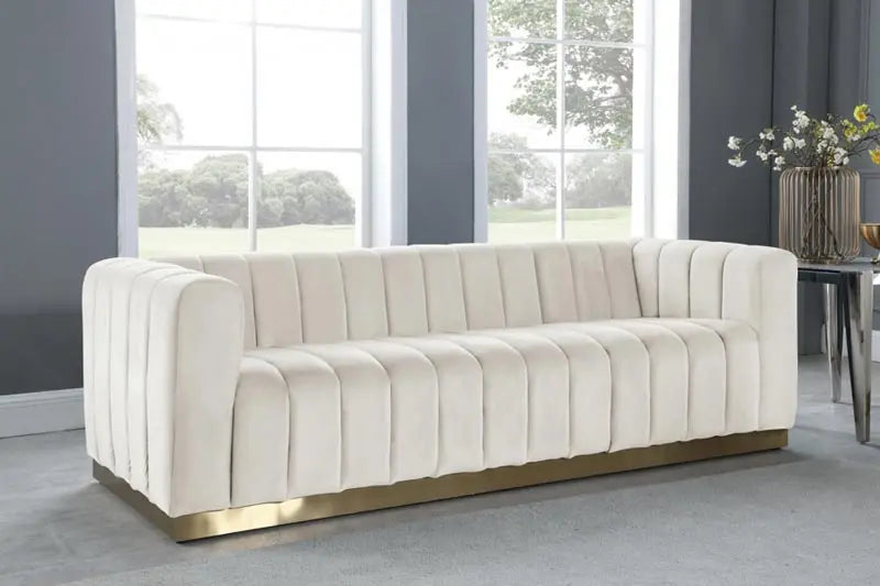 Meridian Furniture - Marlon 3 Piece Living Room Set In Cream - 603Cream-S-3Set - ATL FURNITURE