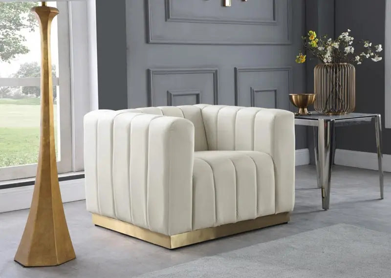 Meridian Furniture - Marlon 3 Piece Living Room Set In Cream - 603Cream-S-3Set - ATL FURNITURE