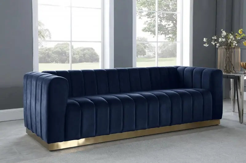 Meridian Furniture - Marlon 3 Piece Living Room Set In Navy - 603Navy-S-3Set - ATL FURNITURE