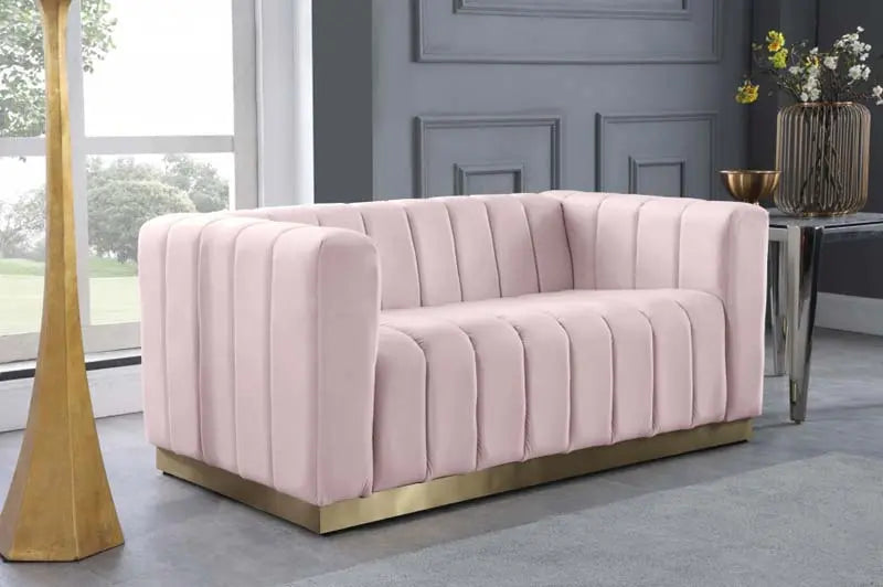 Meridian Furniture - Marlon 3 Piece Living Room Set In Pink - 603Pink-S-3Set - ATL FURNITURE