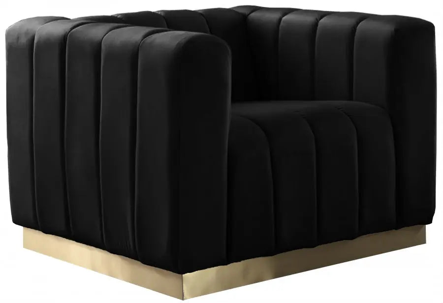 Meridian Furniture - Marlon Velvet Chair In Black - 603Black-C - ATL FURNITURE