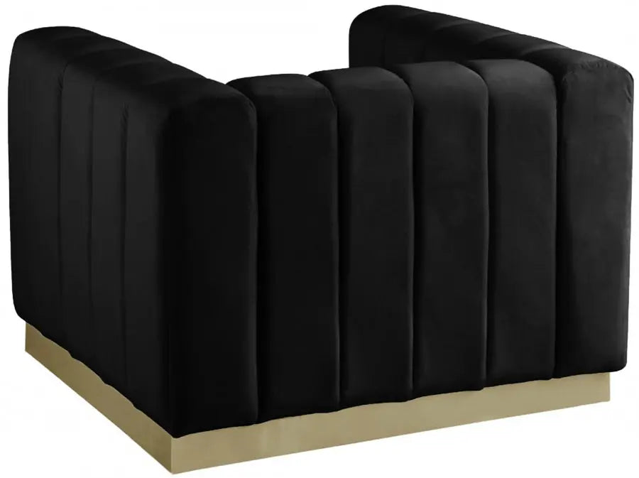 Meridian Furniture - Marlon Velvet Chair In Black - 603Black-C - ATL FURNITURE