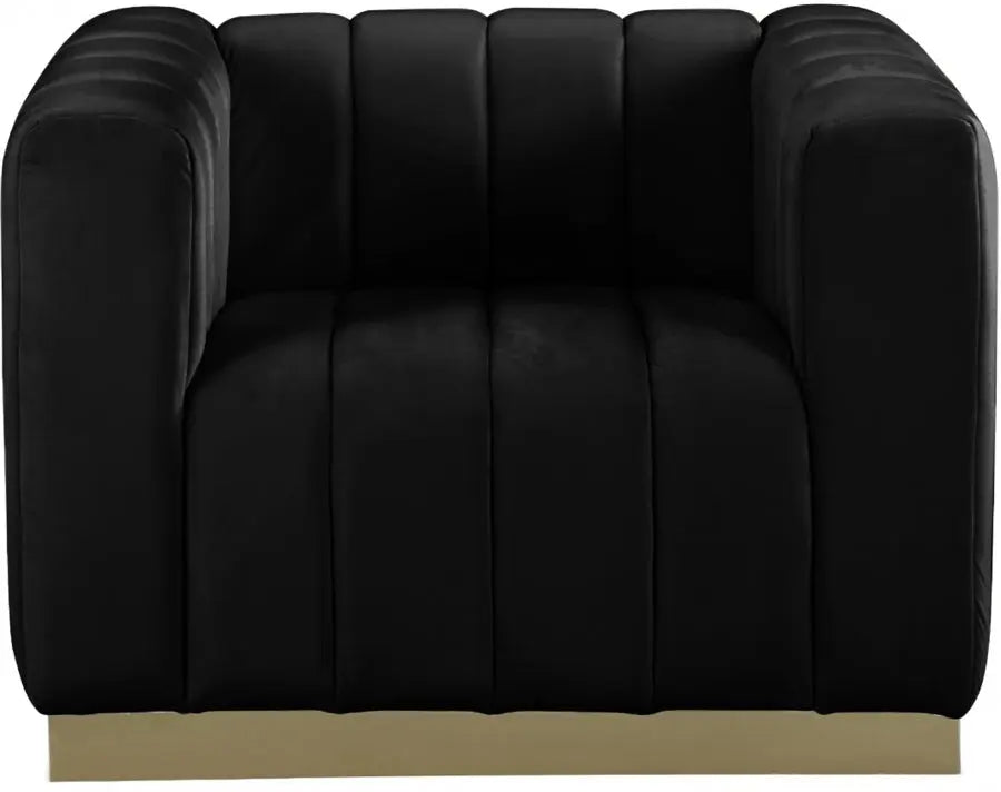 Meridian Furniture - Marlon Velvet Chair In Black - 603Black-C - ATL FURNITURE