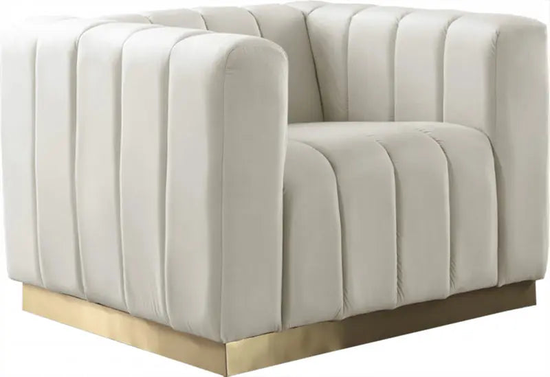 Meridian Furniture - Marlon Velvet Chair In Cream - 603Cream-C - ATL FURNITURE