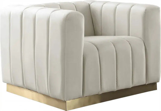 Meridian Furniture - Marlon Velvet Chair In Cream - 603Cream-C - ATL FURNITURE