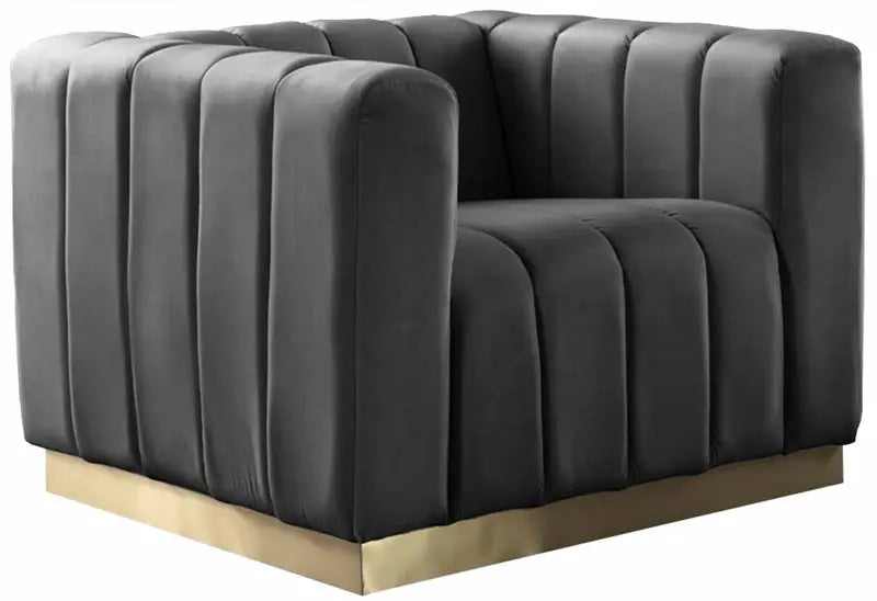 Meridian Furniture - Marlon Velvet Chair In Grey - 603Grey-C - ATL FURNITURE
