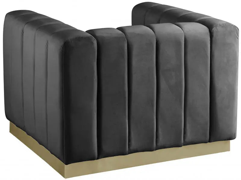 Meridian Furniture - Marlon Velvet Chair In Grey - 603Grey-C - ATL FURNITURE