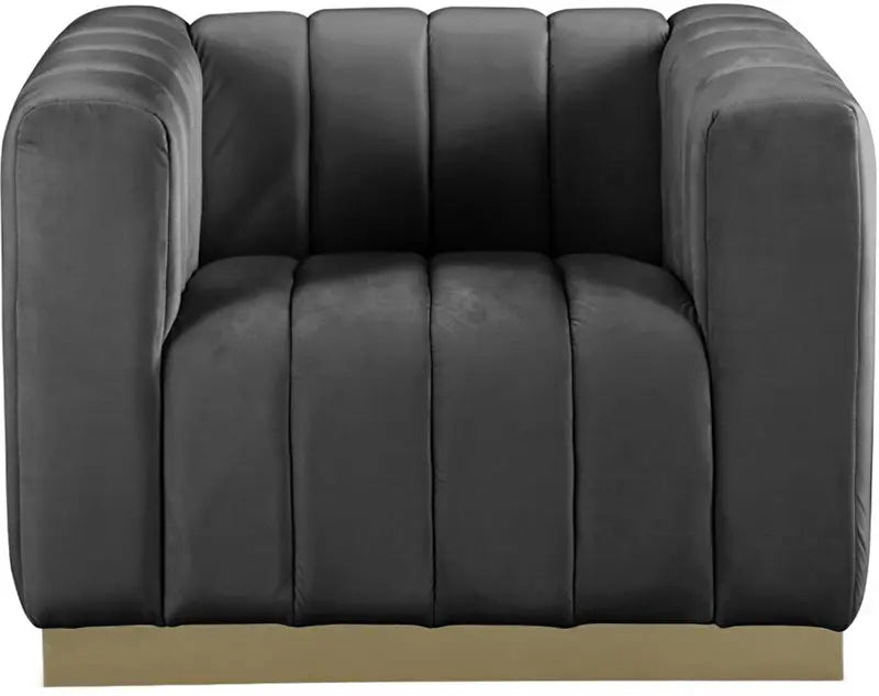 Meridian Furniture - Marlon Velvet Chair In Grey - 603Grey-C - ATL FURNITURE