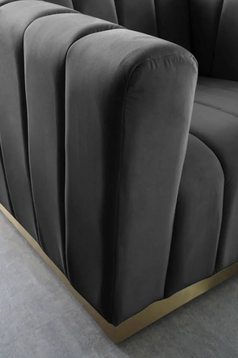 Meridian Furniture - Marlon Velvet Chair In Grey - 603Grey-C - ATL FURNITURE