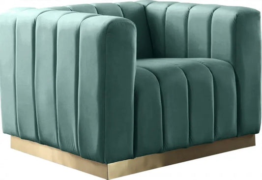 Meridian Furniture - Marlon Velvet Chair In Mint - 603Mint-C - ATL FURNITURE