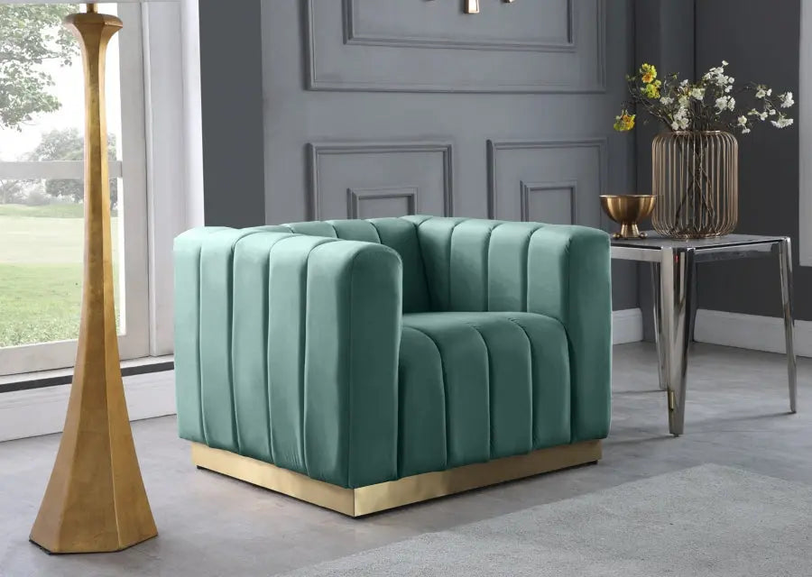 Meridian Furniture - Marlon Velvet Chair In Mint - 603Mint-C - ATL FURNITURE
