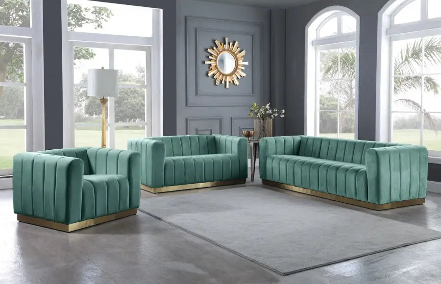 Meridian Furniture - Marlon Velvet Chair In Mint - 603Mint-C - ATL FURNITURE