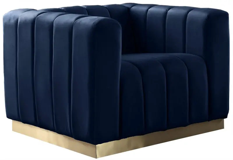Meridian Furniture - Marlon Velvet Chair In Navy - 603Navy-C - ATL FURNITURE